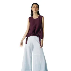 Áo Kiểu Nữ F2 Fashion & Freedom Linen Becoming Discover AK452-TD-S-0321 Màu Tím Đậm Size S