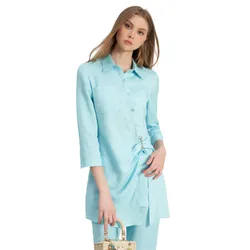 Áo Kiểu Nữ F2 Fashion & Freedom Linen Hello New Day AK533-XTT-S-0323 Màu Xanh Da Trời Size S