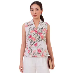 Áo Kiểu Nữ F2 Fashion & Freedom AK653-THD-S-0624 Màu Trắng Họa Tiết Đỏ Size S