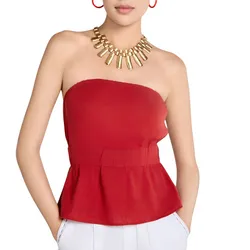 Áo Kiểu Nữ F2 Fashion & Freedom Red Orange Linen Blouse A Touch Of Effortless Elegance AK645-DC-S-0325 Màu Đỏ Cam Size S