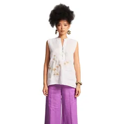 Áo Kiểu Nữ F2 Fashion & Freedom White Linen Blouse In A Free Color Style AK523-TT-S-0623 Màu Trắng Size S