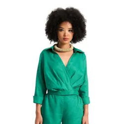 Áo Kiểu Nữ F2 Fashion & Freedom Women's Linen Blouse In Free Green AK499-XL-S-0723 Màu Xanh Green Size S