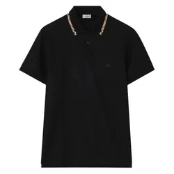 Áo Polo Nam Burberry Check Trim Cotton In Black With Logo At Chest 81269491 Màu Đen Size L