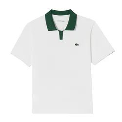 Áo Polo Nam Lacoste Men's Open Collar Tennis Polo Shirt DH951E 70V Màu Trắng - Xanh Size 4