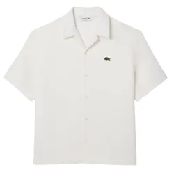 Áo Sơ Mi Cộc Tay Nam Lacoste Men's Relaxed Fit Waffle Texture Shirt CH9924 - 70V White Màu Trắng Size 40