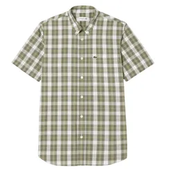 Áo Sơ Mi Cộc Tay Nam Lacoste Regular Fit Short Sleeved Shirt Green CH2509 - BIQ Màu Xanh Kẻ Size 40