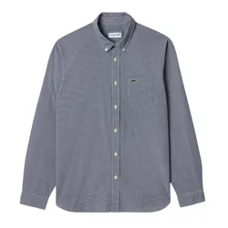 Áo Sơ Mi Dài Tay Nam Lacoste Men's Gingham Regular Fit Poplin Shirt CH5959 - 522 Màu Xám Size 38