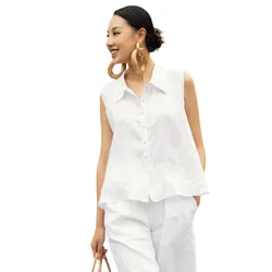 Áo Sơ Mi Kiểu Nữ F2 Fashion & Freedom Linen AK591-T-S-0723 Màu Trắng Size S