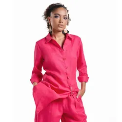 Áo Sơ Mi Nữ F2 Fashion & Freedom Linen Autumn Charm AK533-HS-S-0822 Màu Hồng Sen Size S