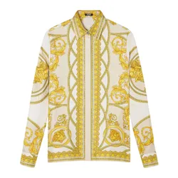 Áo Sơ Mi Nữ Versace 'Barocco' Print Silk Light Beige/Gold-tone 1001360 1A11528 5K520 Màu Vàng Size 40