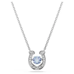 Dây Chuyền Nữ Swarovski Symbolica Pendant Round Cut Pavé Horse Shoe Blue Rhodium Plated Màu Bạc Xanh