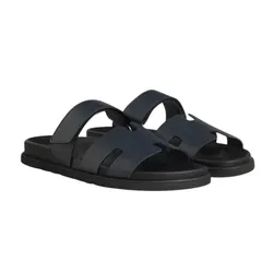 Dép Nam Hermès Chypre Sandal In Black Navy 2222857ZH 02509 Màu Xanh Navy Size 41