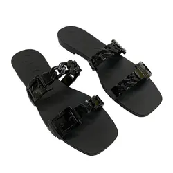 Dép Nữ Gucci Wanita High Quality GC Rubber Flat Hitam Màu Đen Size 35