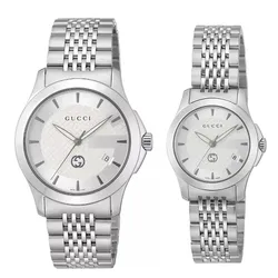Đồng Hồ Đôi Gucci Men's Women's Watch YA1264174/YA1265028 Màu Bạc