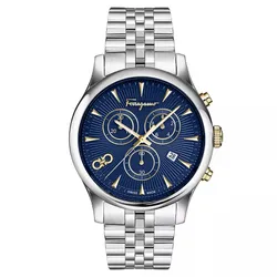 Đồng Hồ Nam Ferragamo Duo Chronograph 42mm Màu Bạc Xanh
