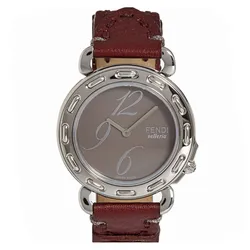 Đồng Hồ Nữ Fendi Leather Analogue Selleria Watch 36mm Màu Xám Đỏ