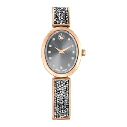Đồng Hồ Nữ Swarovski Crystal Rock Oval Watch Swiss Made, Crystal bracelet, Gray, Rose Gold Tone Finish 5711695 Màu Xám