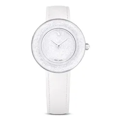 Đồng Hồ Nữ Swarovski Crystalline Lustre Watch Swiss Made, Leather Strap, White, Stainless Steel 5668887 Màu Trắng