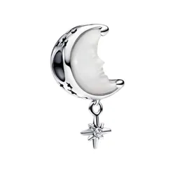 Hạt Vòng Charm Nữ Pandora 793594C01 Moon & North Star Màu Bạc