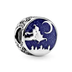 Hạt Vòng Charm Nữ Pandora Disney Aladdin And Jasmine Silver With Blue Enamel 798039ENMX Màu Bạc Xanh