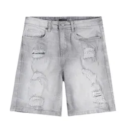 Quần Short Jean Nam Reason Grey Wash Rách RCS65M-507 Màu Xám Size 30