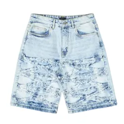 Quần Short Jean Nam Reason Light Bleu Wash Rách RSP-282 Màu Xanh Nhạt Size 30