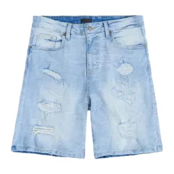 Quần Short Jean Nam Reason Medium Bleu Wash Rách RCS6SM-511 Màu Xanh Nhạt Size 30