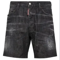 Quần Short Nam Dsquared2 Distressed-Effect Denim S74MU0858S30357 Màu Đen Xám Size 44