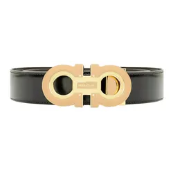Thắt Lưng Salvatore Ferragamo Gold Logo Black 670128-0772394 Màu Đen Vàng Size 115