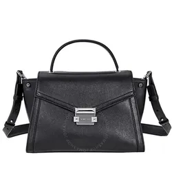 Túi Đeo Chéo Michael Kors MK Whitney Medium Leather Satchel- Black Màu Đen