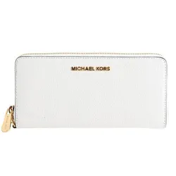 Ví Michael Kors MK White Optic Jet Set Travel Continental Pebbled Leather Wallet Màu Trắng