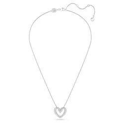 Dây Chuyền Swarovski Una Pendant Heart, Small, White, Rhodium Plated 5625533 Màu Bạc