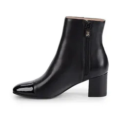 Giày Boot Nữ Stuart Weitzman Tegan Cap-Toe Leather Booties Màu Đen Size 37