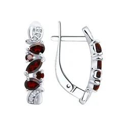 Khuyên Tai Sokolov 92021782 Bằng Bạc 925 Đính 5 Viên Đá Garnet