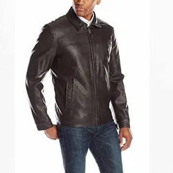 Áo Khoác Da Nam Dockers Faux Leather Lay Down Collar Zip Front Jacket Màu Đen