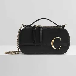 Túi Đeo Chéo Chloé C Mini Vanity Bag In Shiny Calfskin Màu Đen