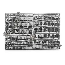 Túi Xách Alexander Mcqueen Mini Skull Metallic Croc-Embossed Leather Bag