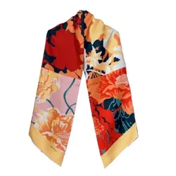 Khăn Lụa Salvatore Ferragamo Silk Scarf Màu Cam Đỏ
