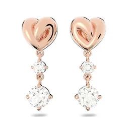 Khuyên Tai Swarovski Lifelong Heart Earringsheart, White, Rose Gold-Tone Plated Vàng Hồng