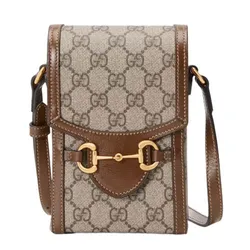 Túi Hộp Điện Thoại Gucci Horsebit 1955 Mini Phone Box Bag Màu Nâu