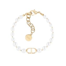 Vòng Đeo Tay Dior 30 MontaigneGold-Finish Metal and White Resin Pearls B1096MTGRS D301