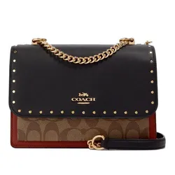 Túi Đeo Chéo Coach Klare Crossbody In Signature Canvas With Rivets Màu Đen Nâu