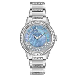 Đồng Hồ Nữ Bulova Turnstyle Bracelet Watch 32.5mm Màu Xanh Bạc