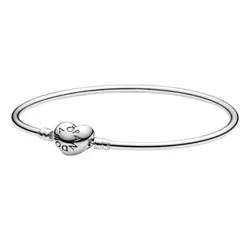 Vòng Đeo Tay Pandora Moments Heart Clasp Bangle Màu Bạc Size 15