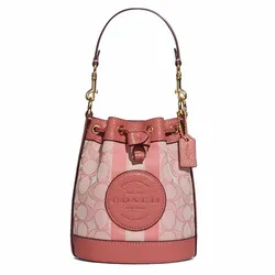 Túi Xách Tay Coach Mini Dempsey Bucket Bag In Signature Jacquard With Stripe And Patch Màu Hồng