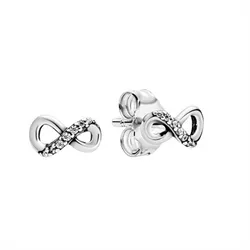 Khuyên Tai Pandora Sparkling Infinity Stud Earrings 298820C01 Màu Bạc