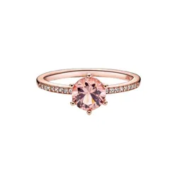 Nhẫn Pandora Pink Sparkling Crown Solitaire Ring Màu Vàng Hồng Size 50
