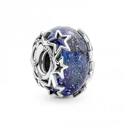 Hạt Vòng Charm Pandora Galaxy Blue & Star Murano 790015C00 Màu Bạc Xanh