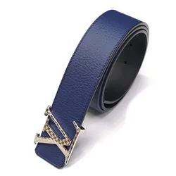 Thắt Lưng Louis Vuitton LV Leather Monogram Damier Belt Màu Xanh Navy Size 90