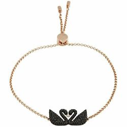 Vòng Đeo Tay Swarovski Women's Bracelet Iconic Swan Black Crystal Rose Gold Plated 5451389/5344132 Màu Vàng Hồng